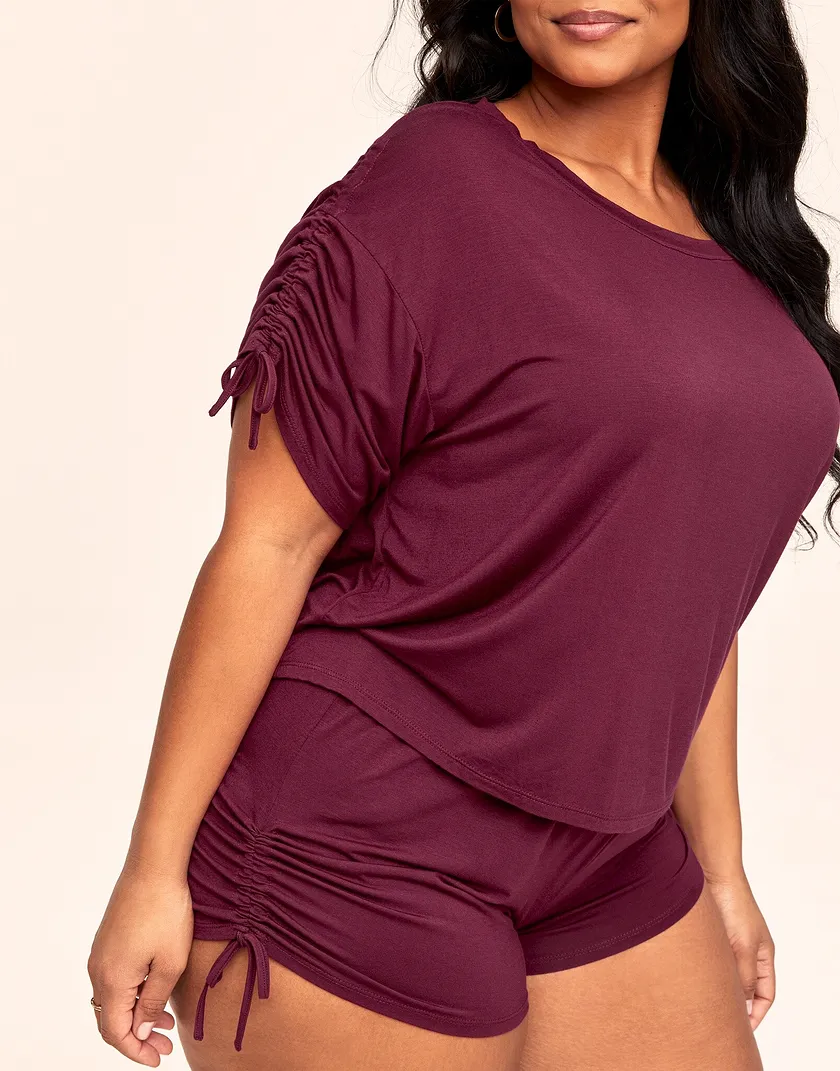 Laura Dark Red Plus sleepwear bundle Model 5