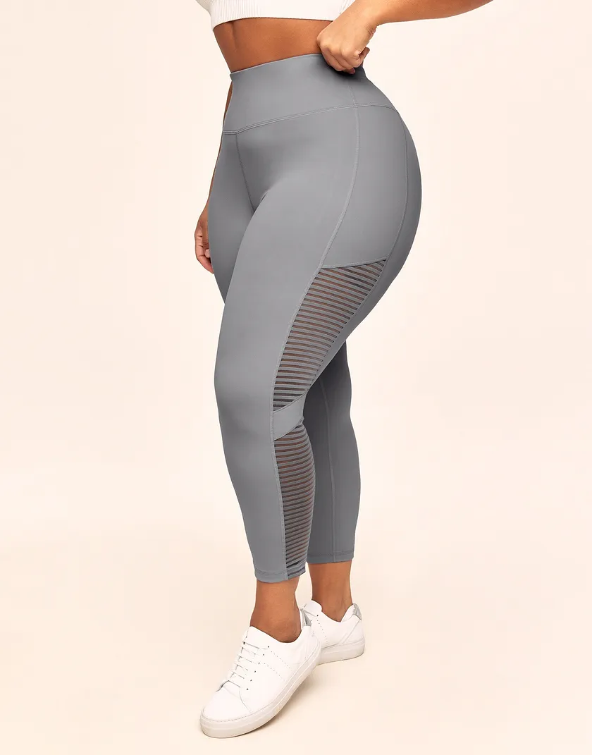 Cali Stripe Mesh Gray Plus activewear bundle Model 1