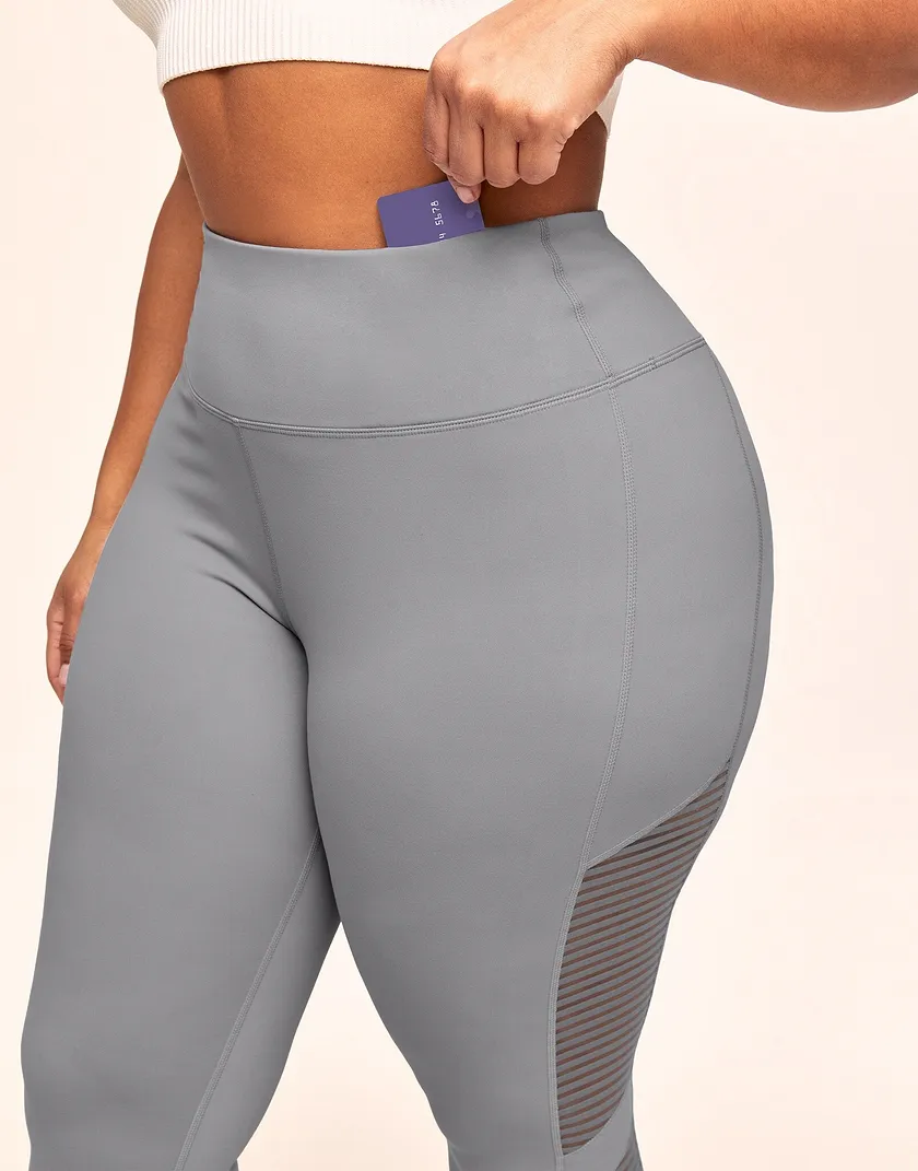 Cali Stripe Mesh Gray Plus activewear bundle Model 6
