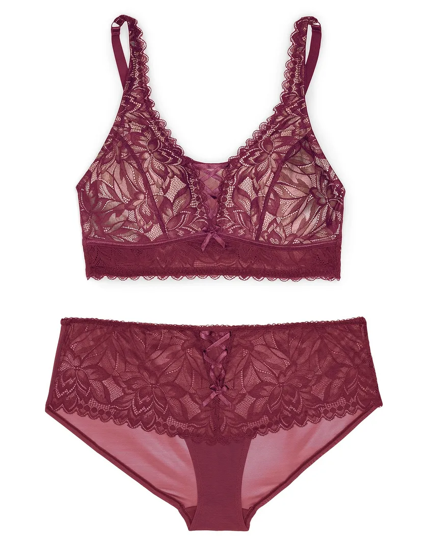 Alessa Dark Red 2 Unlined bra bundle Still 3