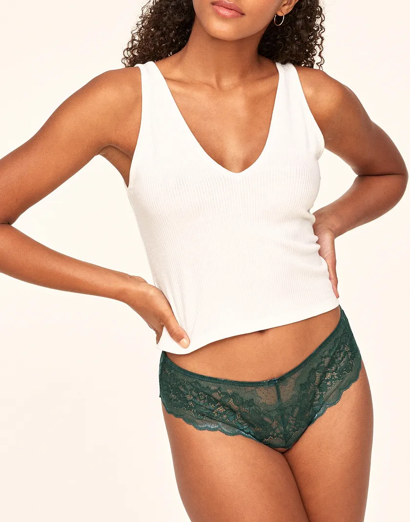 Olya Crotchless Dark Green panty bundle Model 4