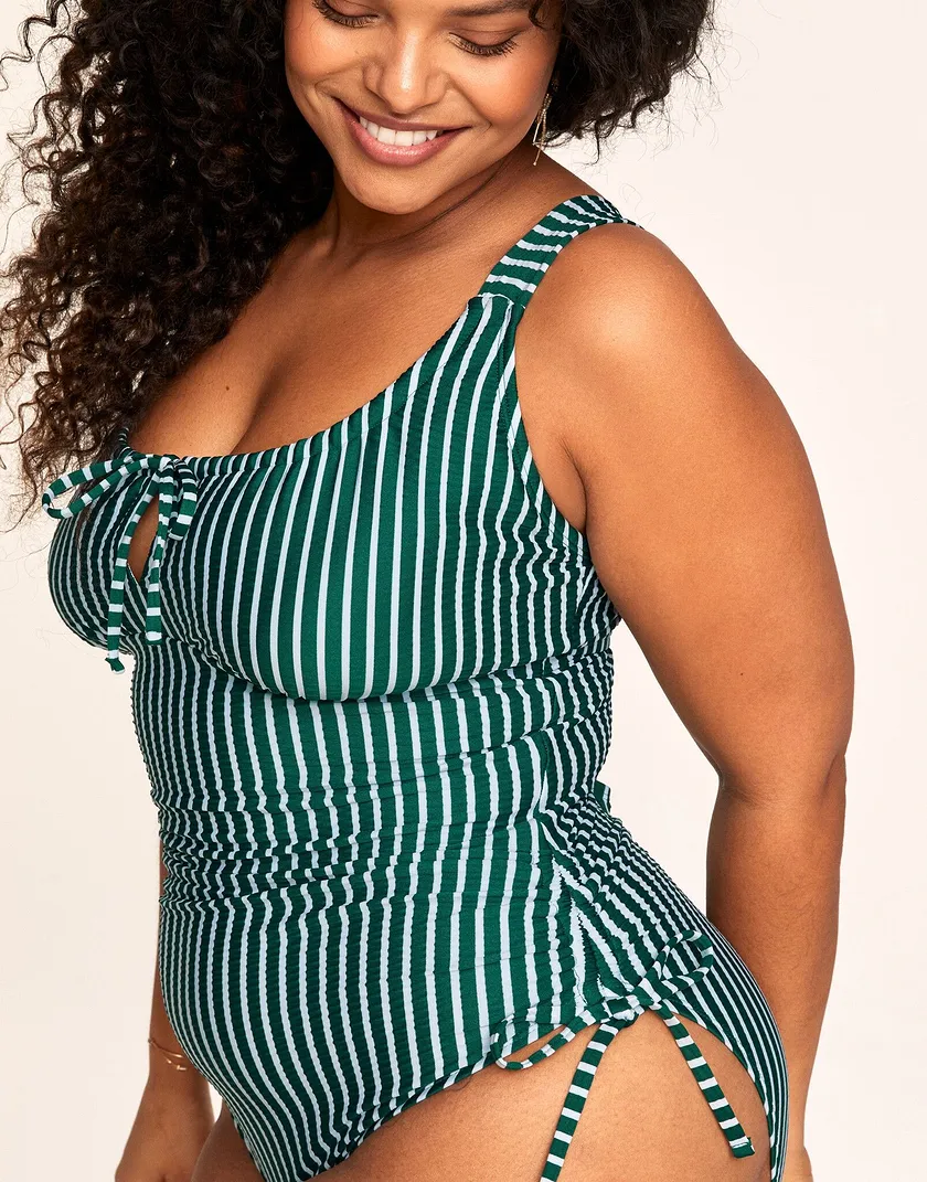 Natasha Stripe Green Plus Lightly Lined swimwear bundle Model 3