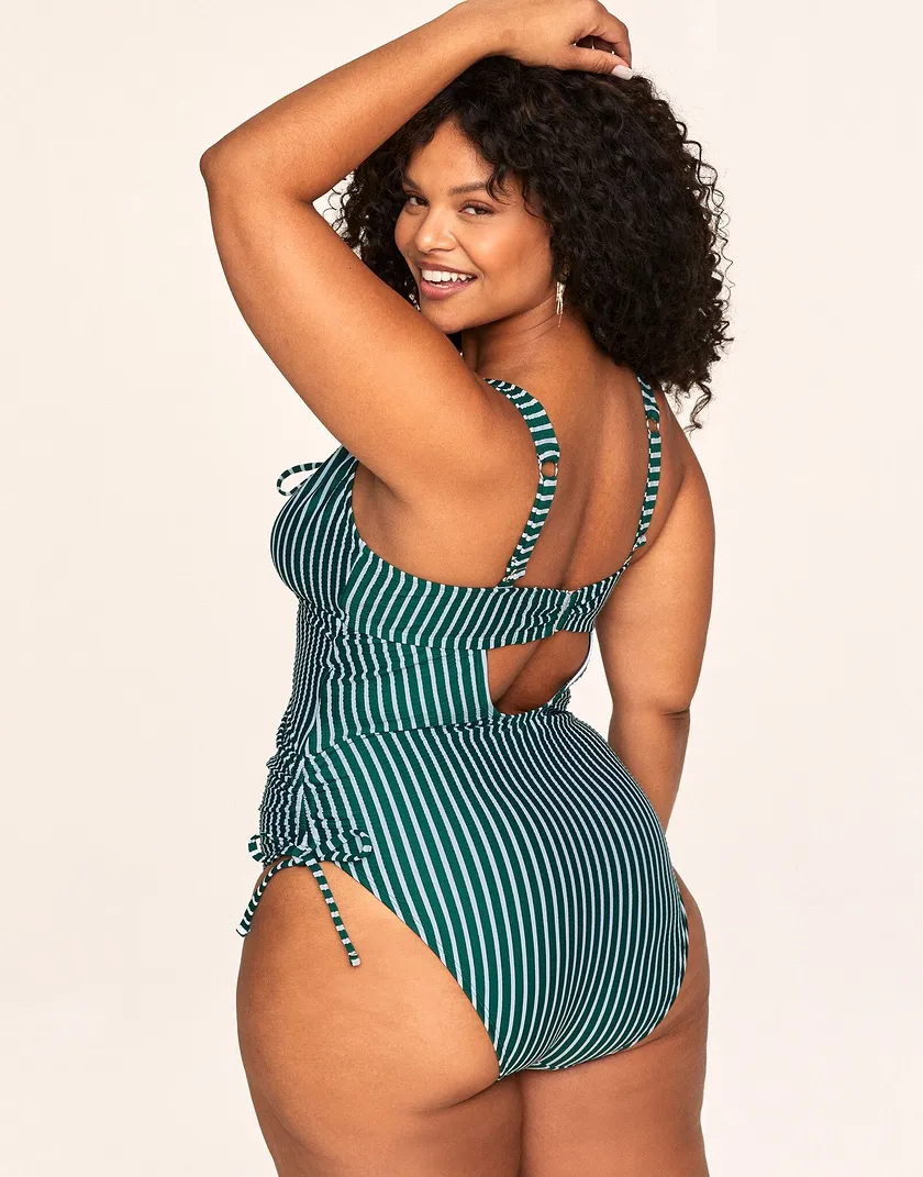 Natasha Stripe Green Plus Lightly Lined swimwear bundle Model 4