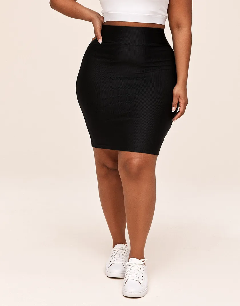 Remy Rib Skirt Black Plus legwear bundle Model 2