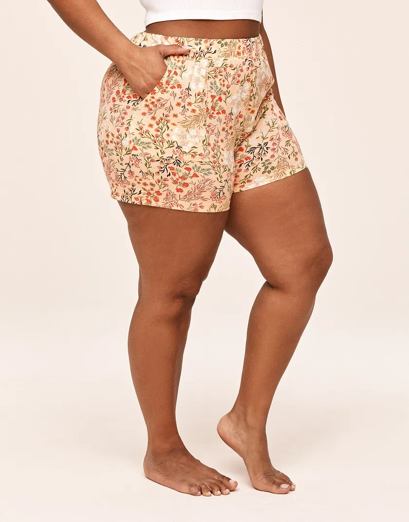 Sara Sleep Short Floral Orange Plus legwear bundle Model 2