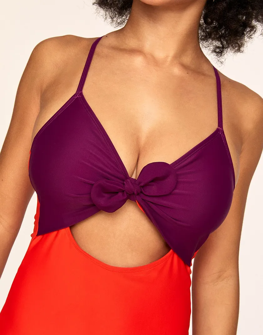 Portia Dark Red Lightly Lined swimwear bundle Model 3