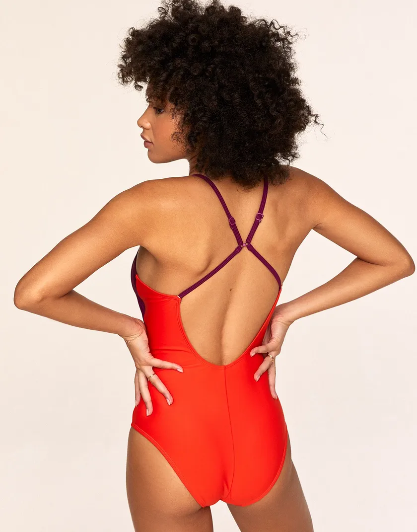 Portia Dark Red Lightly Lined swimwear bundle Model 5