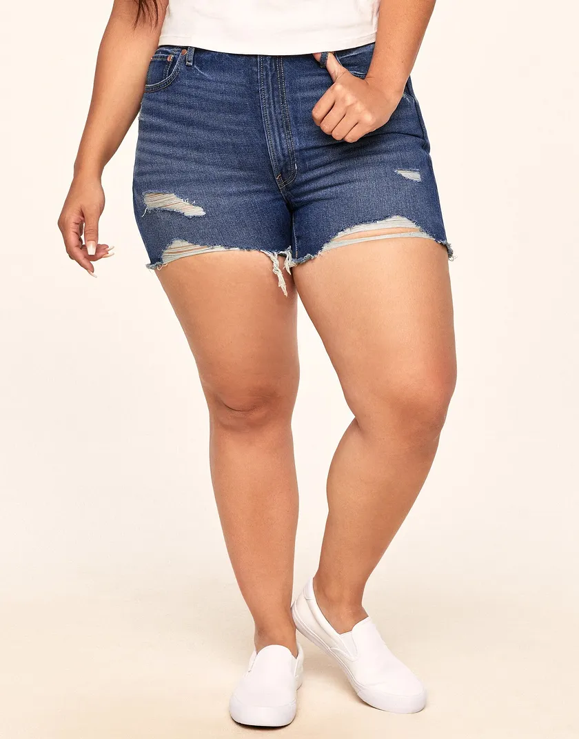 Daisy Denim Short Dark Blue Plus legwear bundle Model 1