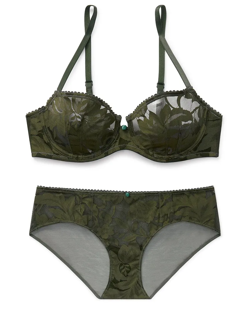 Cleo Dark Green 2 Unlined bra bundle Still 3