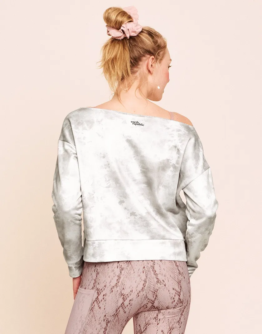 Reese Boat Neck Sweater Tie Dye Beige activewear bundle Model 6