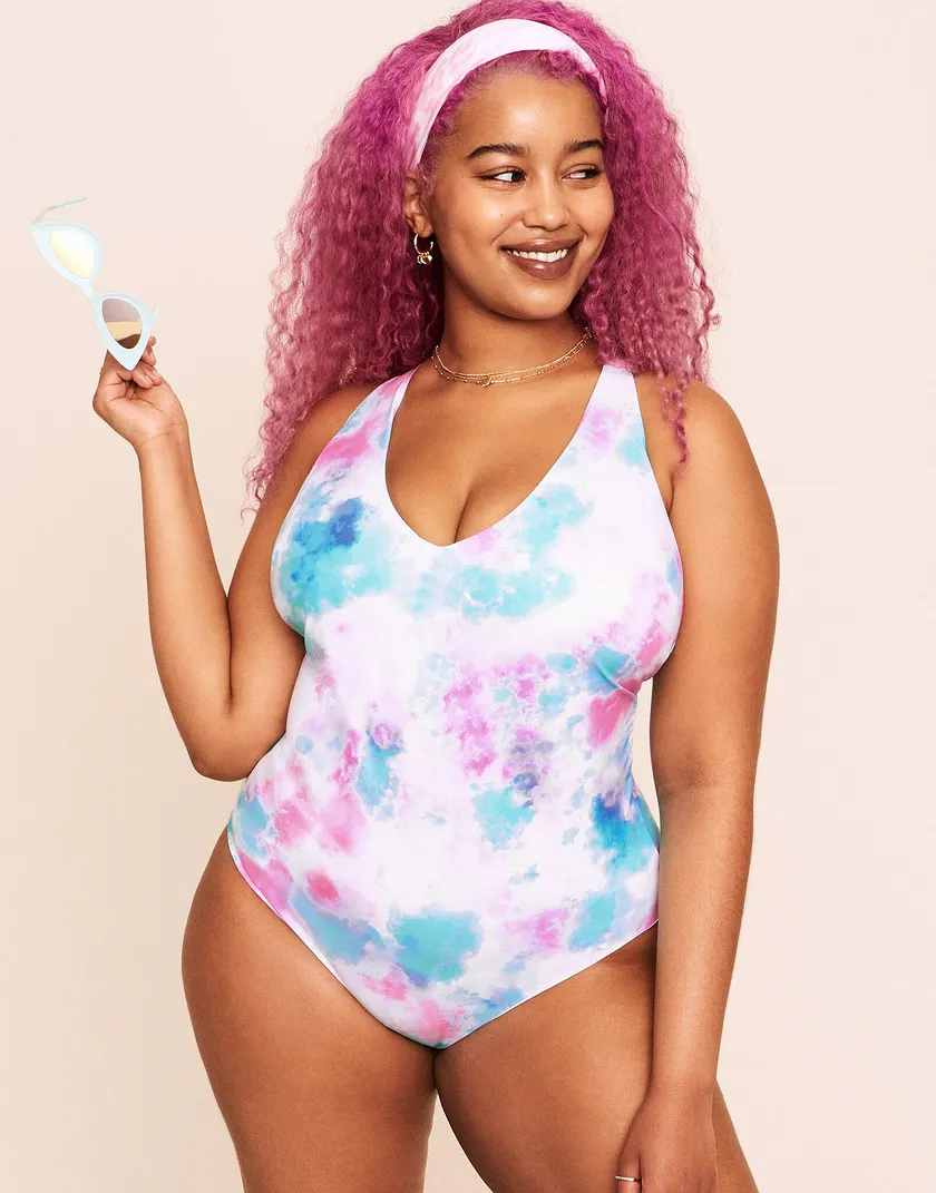 Serenity Reversible One Piece Tie Dye Purple Plus swimwear bundle Model 2