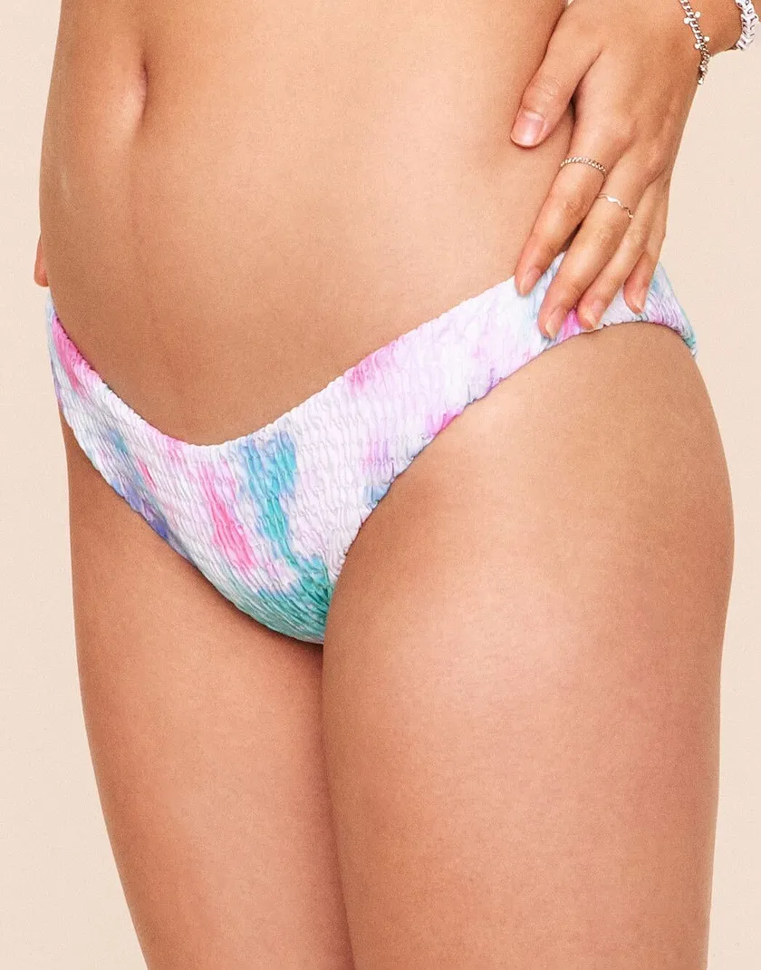 Hallie Smocking V Bottom Tie Dye Purple swimwear bundle Model 4