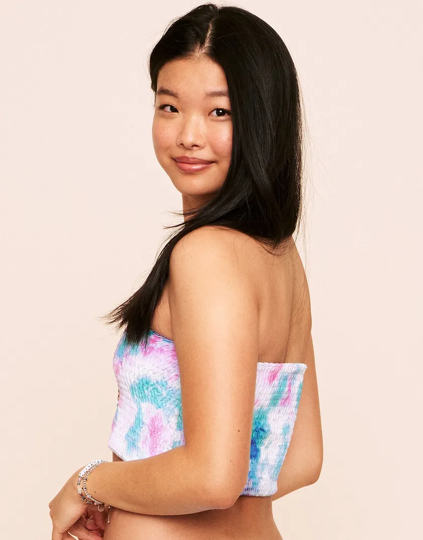 Arlette Smocking Bandeau Top Tie Dye Purple swimwear bundle Model 6