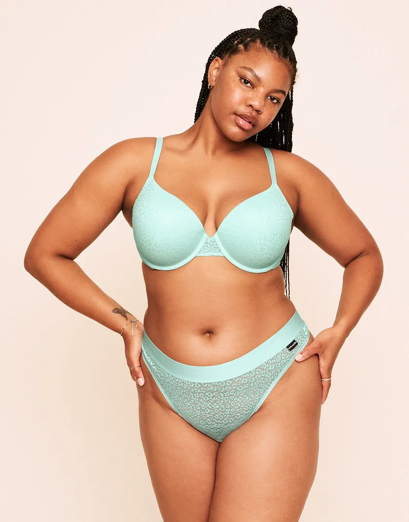 Ariya Lace Thong Light Green Plus panty bundle Model 4