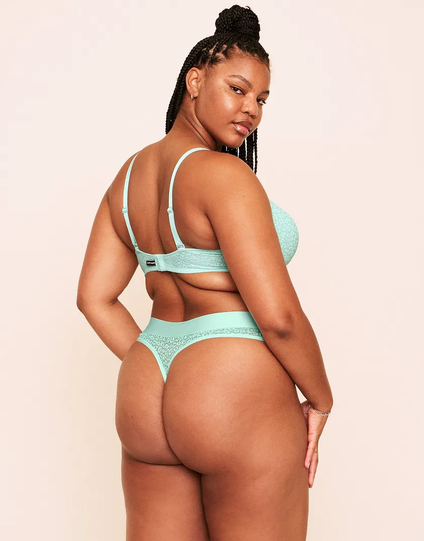Ariya Lace Thong Light Green Plus panty bundle Model 3