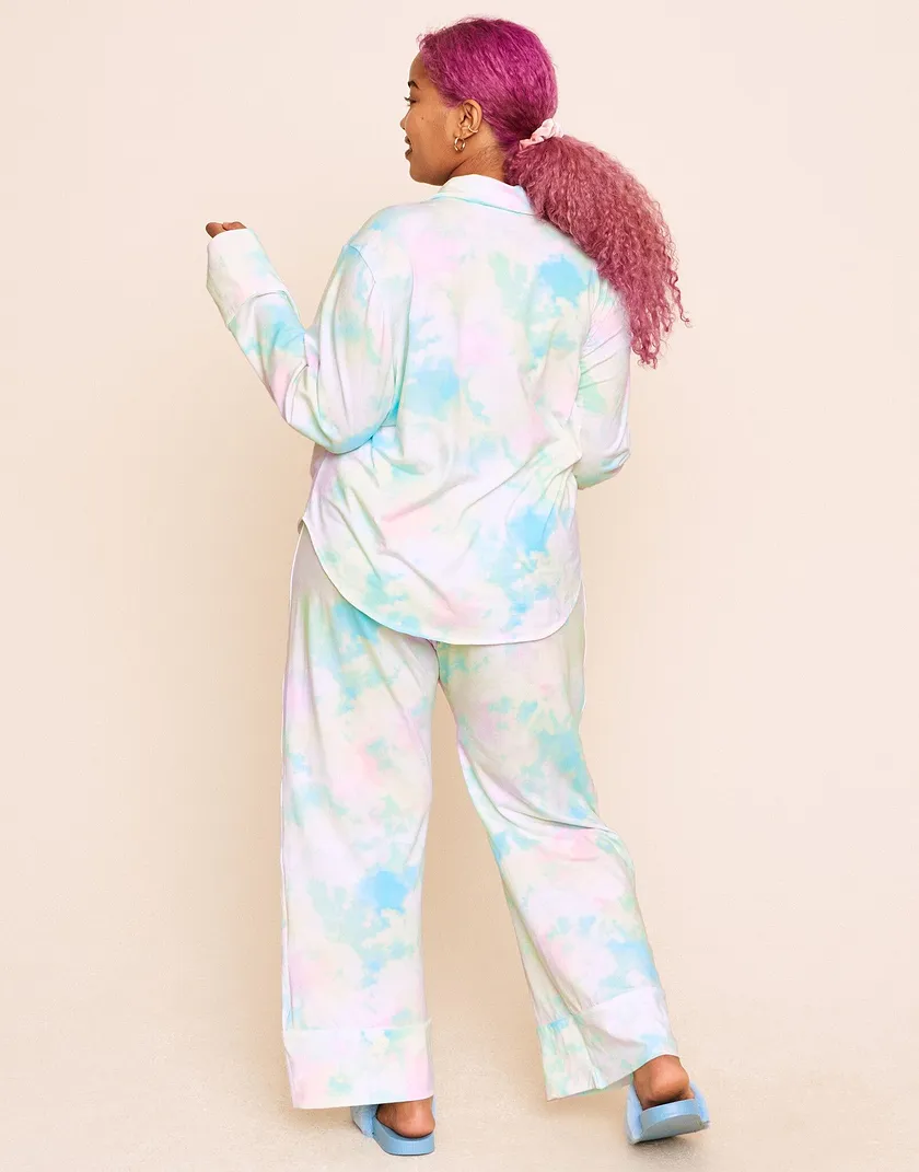 Quinn Cotton Long PJ Set Tie Dye Blue Plus sleepwear bundle Model 5