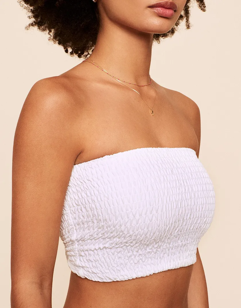 Arlette Smocking Bandeau Top White swimwear bundle Model 4