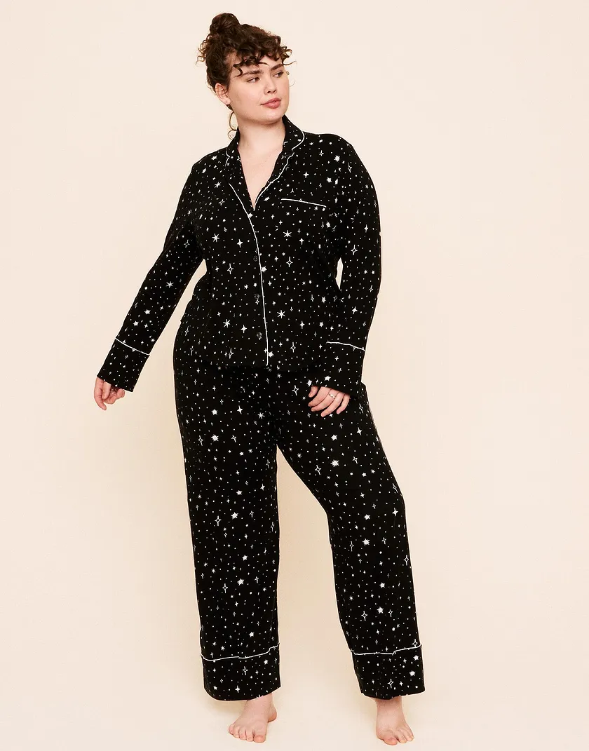 Quinn Cotton Long PJ Set Novelty Black Plus sleepwear bundle Model 2