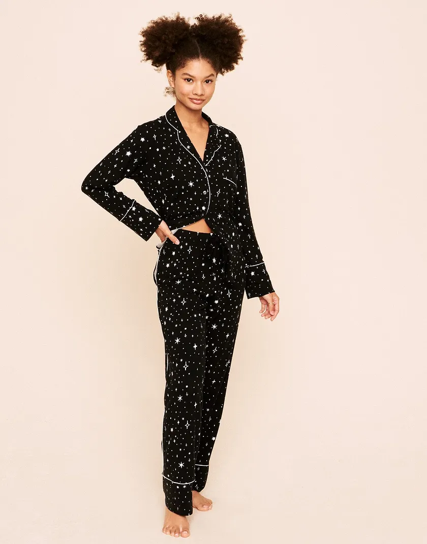 Quinn Cotton Long PJ Set Novelty Black sleepwear bundle Model 4
