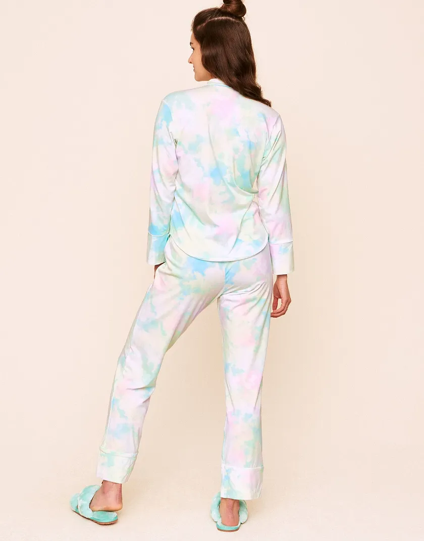 Quinn Cotton Long PJ Set Tie Dye Blue sleepwear bundle Model 6