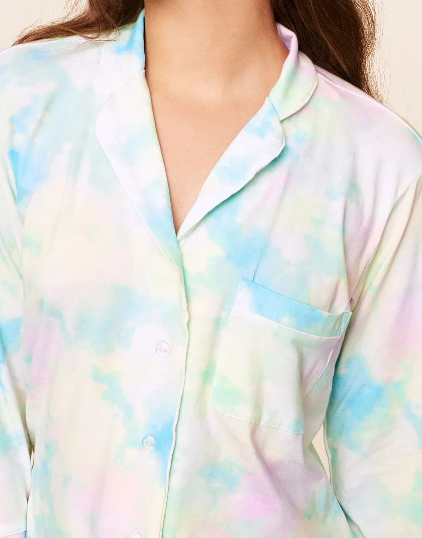 Quinn Cotton Long PJ Set Tie Dye Blue sleepwear bundle Model 4