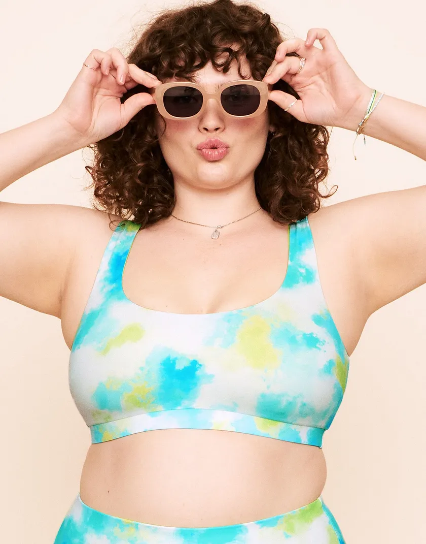 Rivka Reversible Square Necktop Tie Dye Green Plus swimwear bundle Model 2