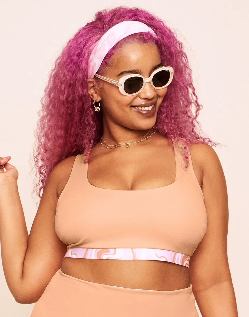 Rivka Reversible Square Necktop Novelty Pink Plus swimwear bundle Model 5