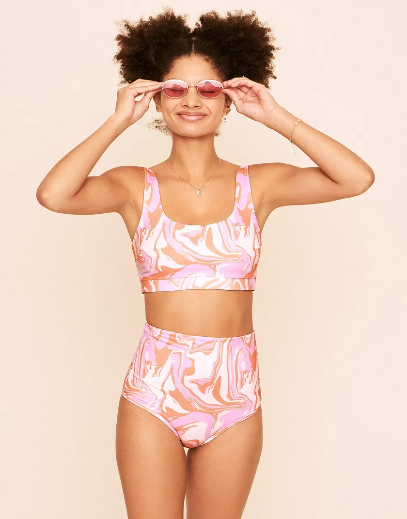 Rivka Reversible Square Necktop Novelty Pink swimwear bundle Model 6
