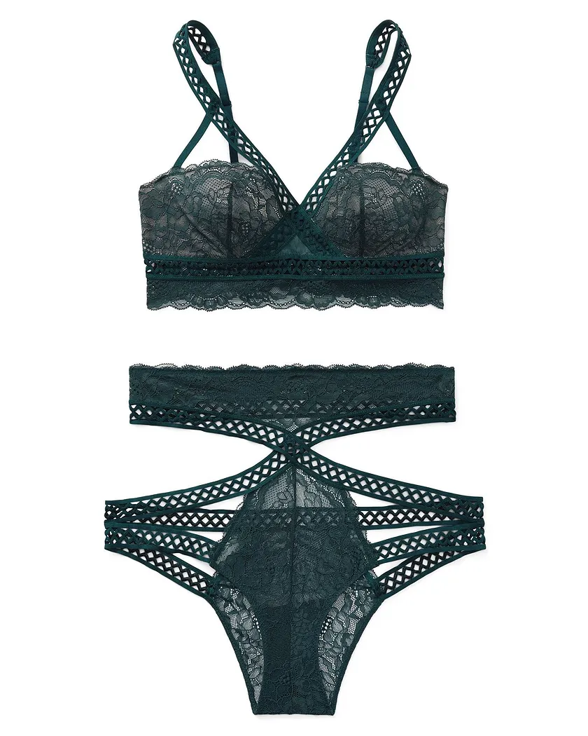 Verana Dark Green 2 Unlined bra bundle Still 3