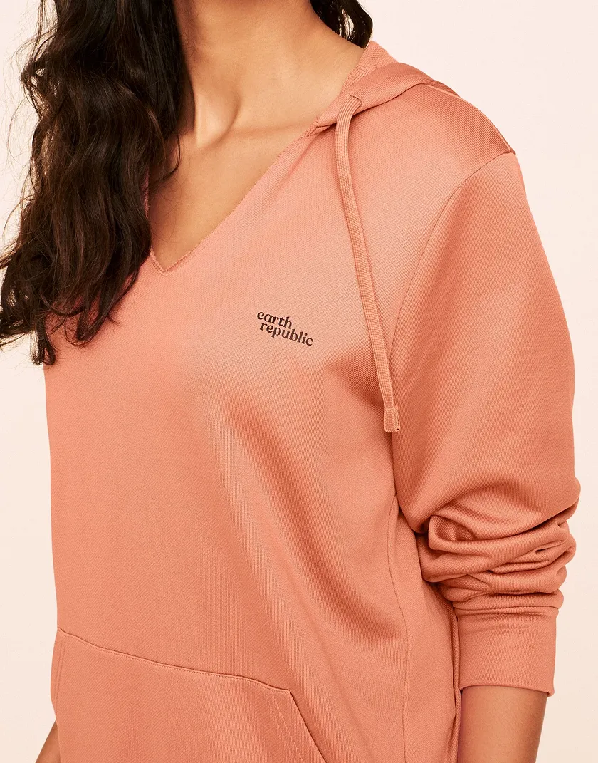 Faye Hooded Pullover Placement Pink activewear bundle Model 4