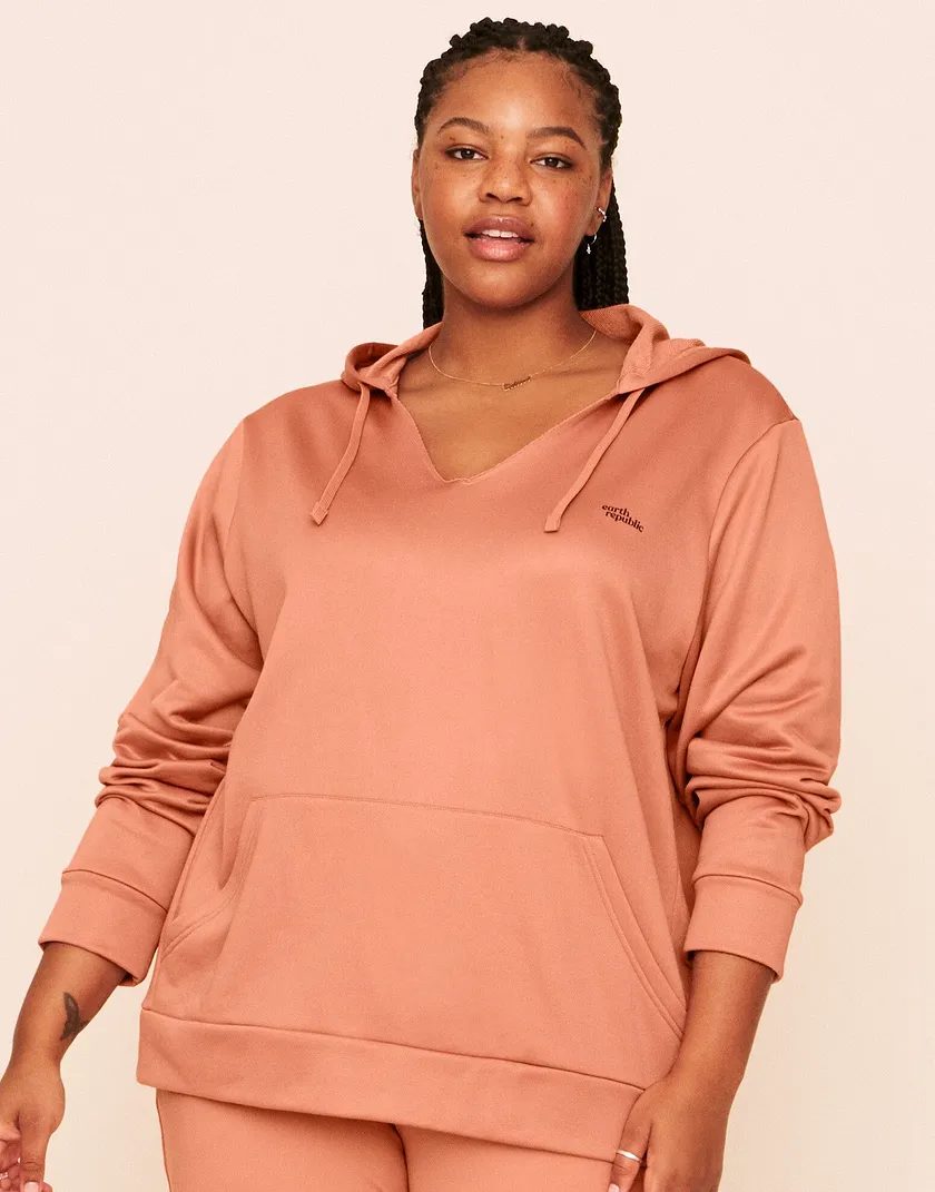 Faye Hooded Pullover Placement Pink Plus activewear bundle Model 2