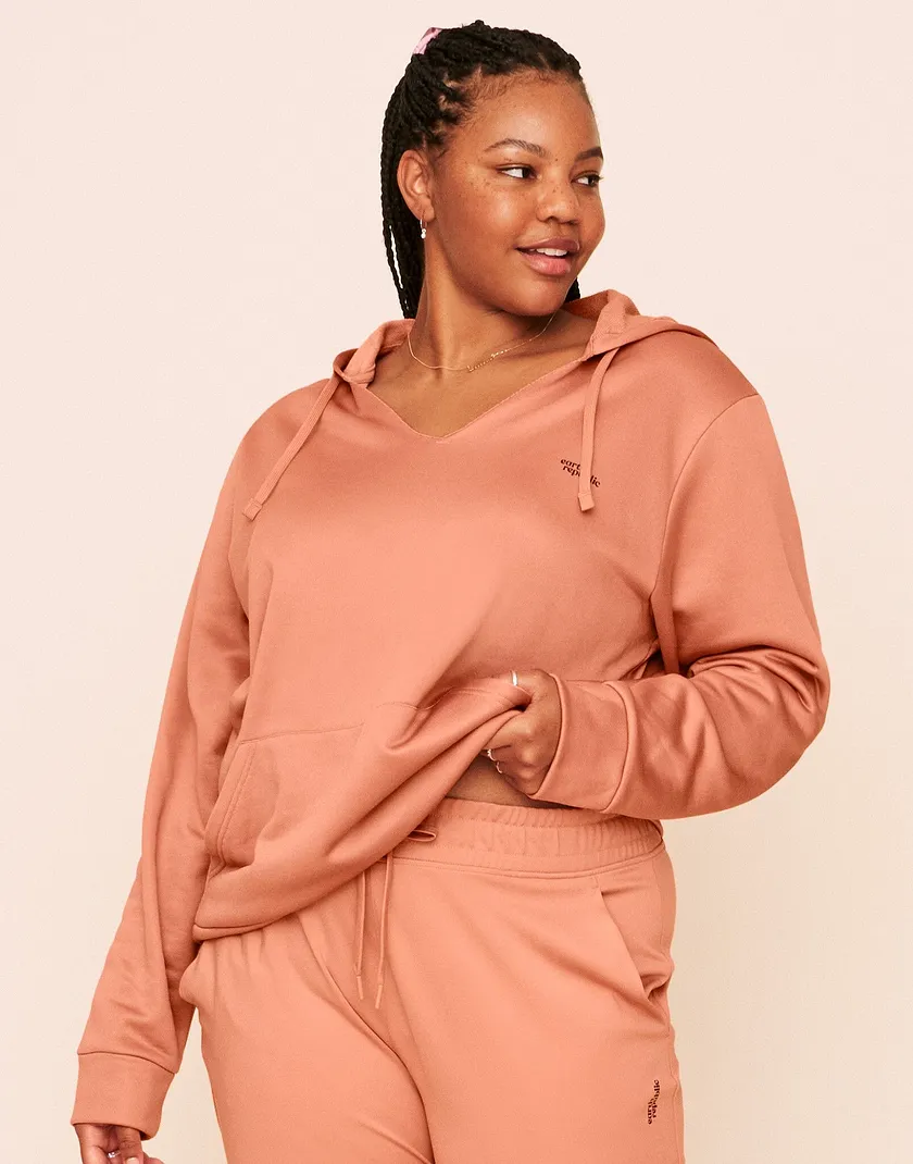 Faye Hooded Pullover Placement Pink Plus activewear bundle Model 5