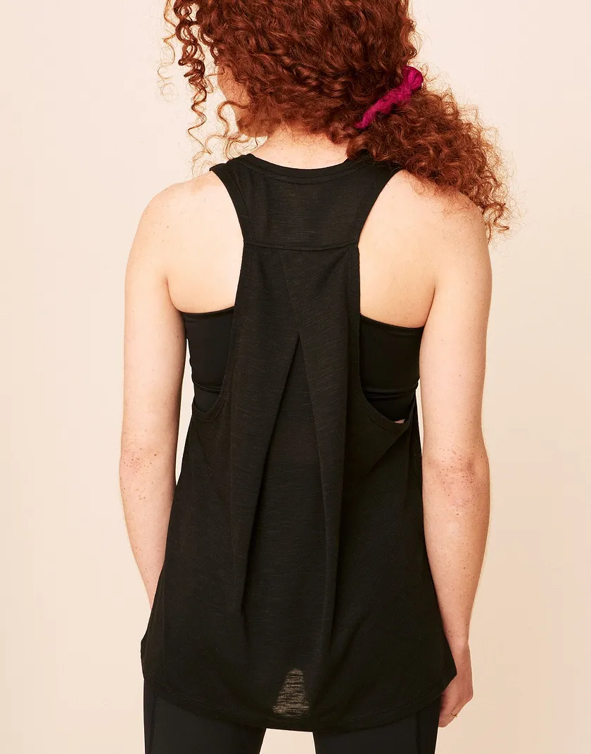 Emmaline Dropped Armhole Tank Black activewear bundle Model 5