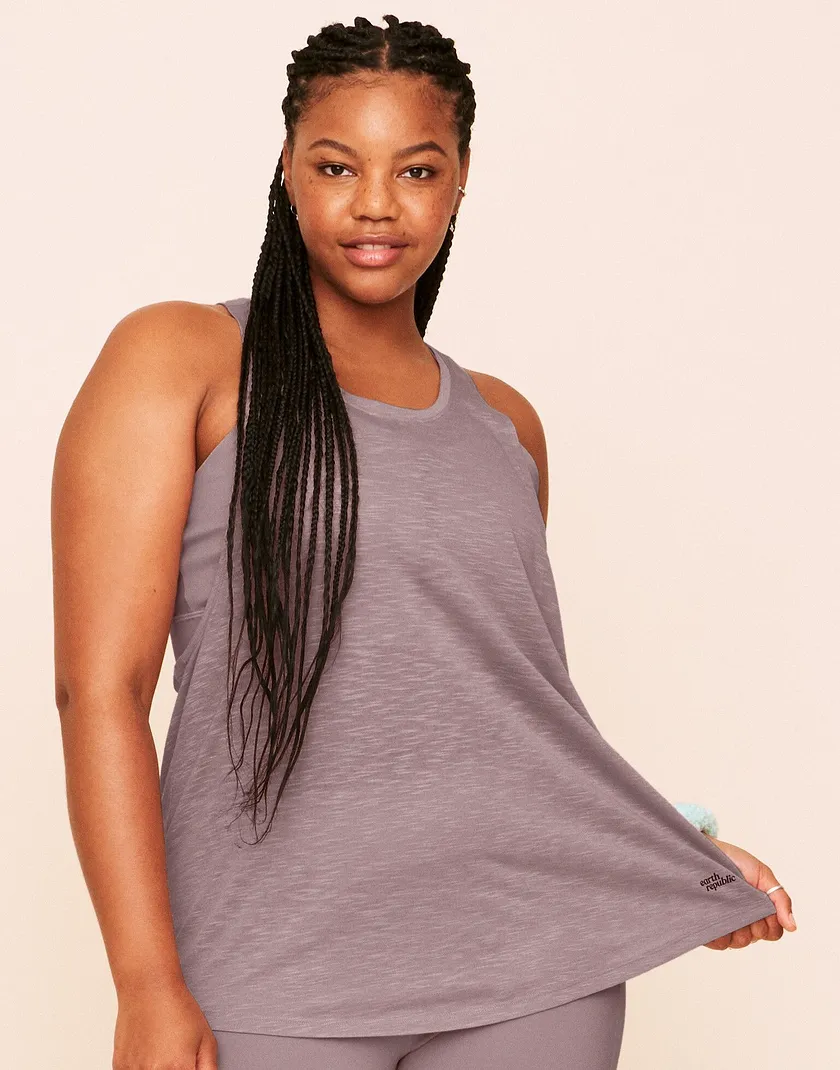 Emmaline Dropped Armhole Tank Medium Beige Plus activewear bundle Model 1