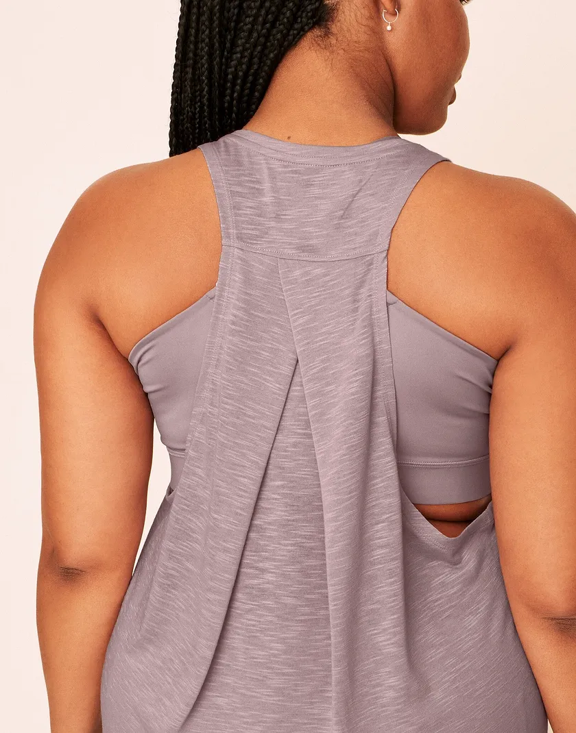 Emmaline Dropped Armhole Tank Medium Beige Plus activewear bundle Model 4
