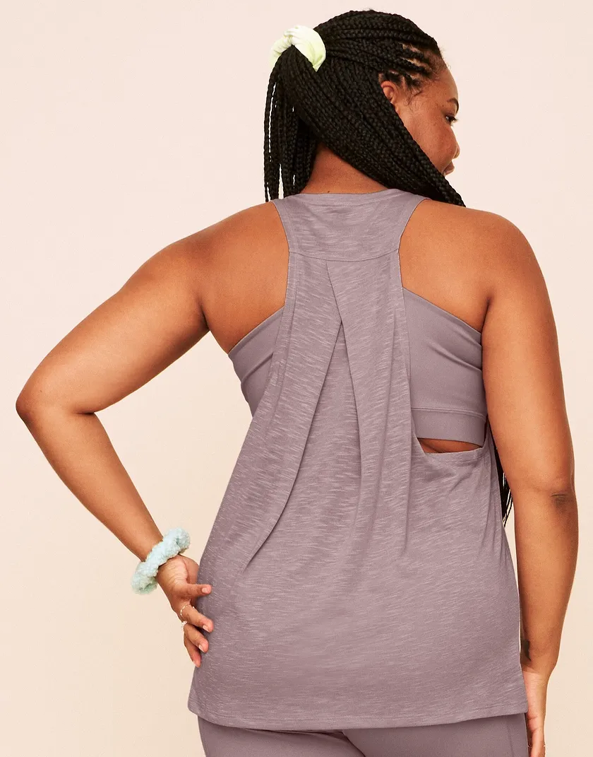 Emmaline Dropped Armhole Tank Medium Beige Plus activewear bundle Model 6