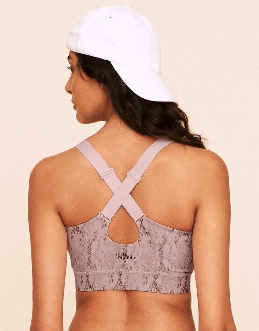 Evie Mid-Support Sports Bra Animal Pink Contour activewear bundle Model 4