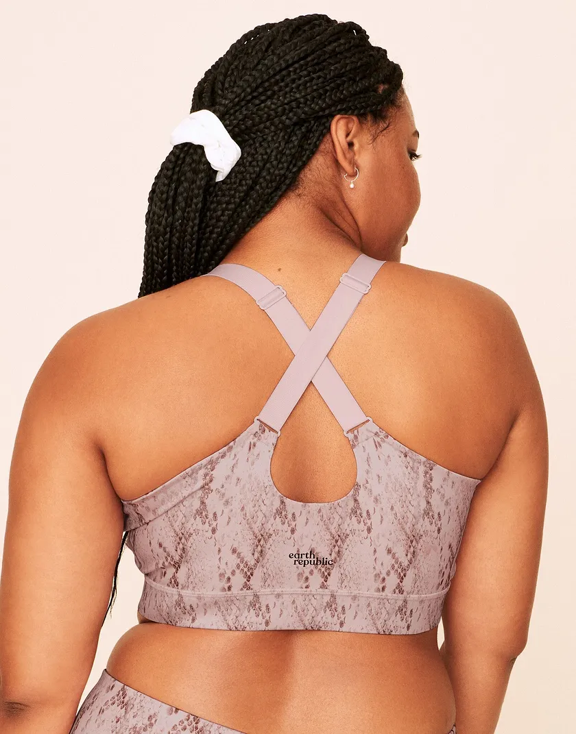 Evie Mid-Support Sports Bra Animal Pink Plus Contour activewear bundle Model 5