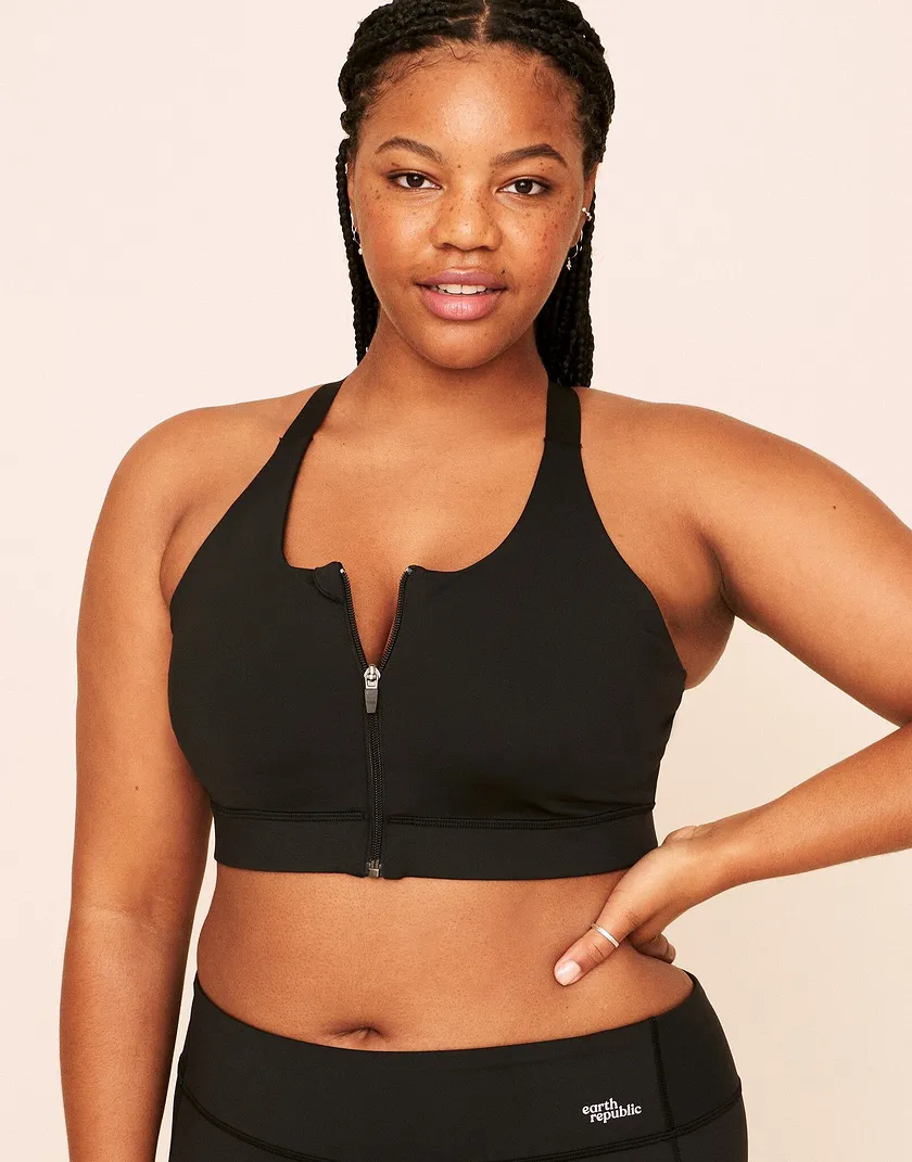 Evie Mid-Support Sports Bra Black Plus Contour activewear bundle Model 2
