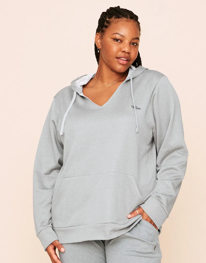 Faye Hooded Pullover Gray Plus activewear bundle Model 2