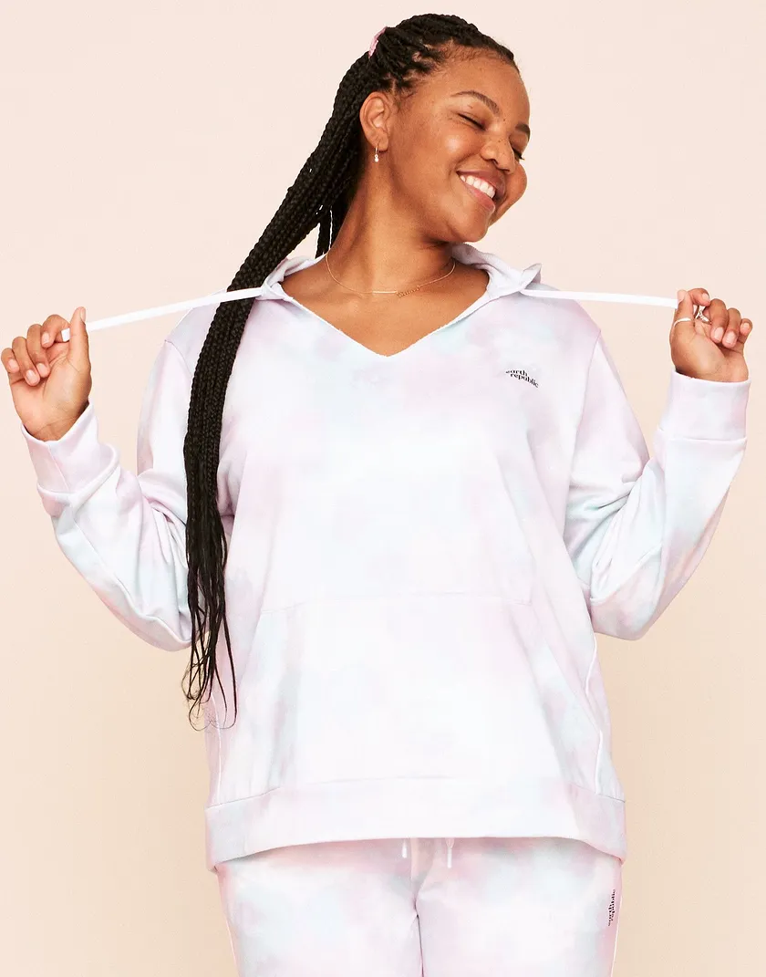 Faye Hooded Pullover Tie Dye Pink Plus activewear bundle Model 2