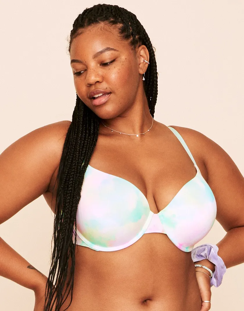 Jordyn Plunge Push Up Bra Tie Dye Blue Plus Push Up bra bundle Model 2