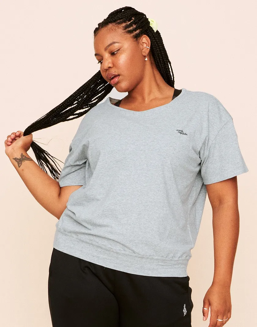 Juniper Top Gray Plus activewear bundle Model 2
