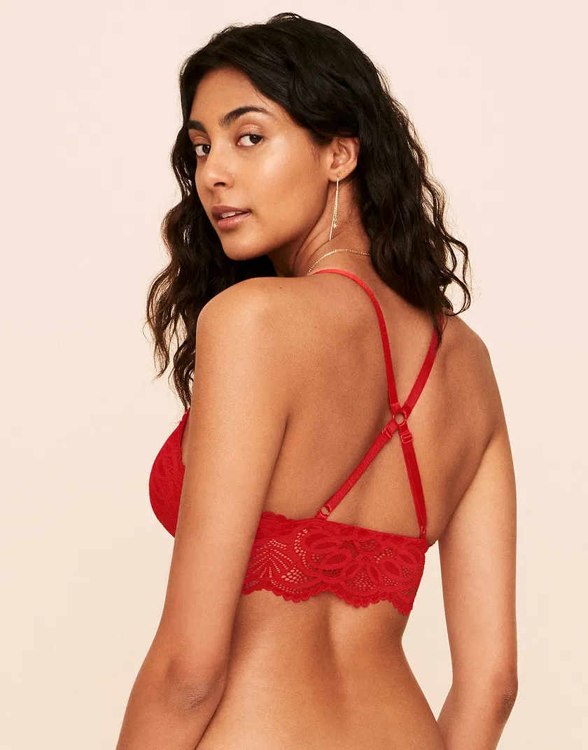 Maisie Longline Bralette Dark Red Lined bra bundle Model 6