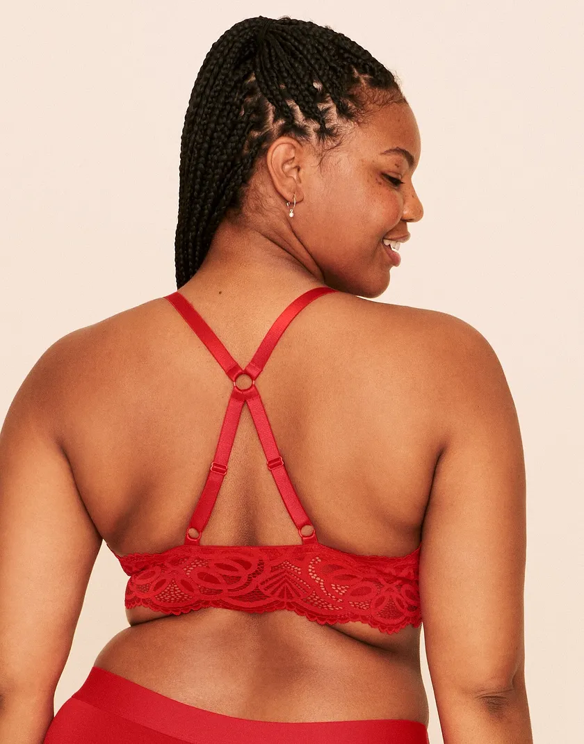 Maisie Longline Bralette Dark Red Plus Lined bra bundle Model 5