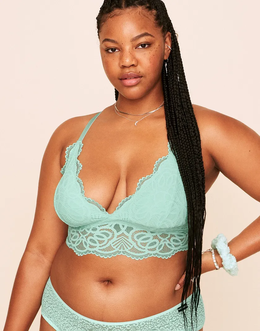 Maisie Longline Bralette Light Green Plus Lined bra bundle Model 6