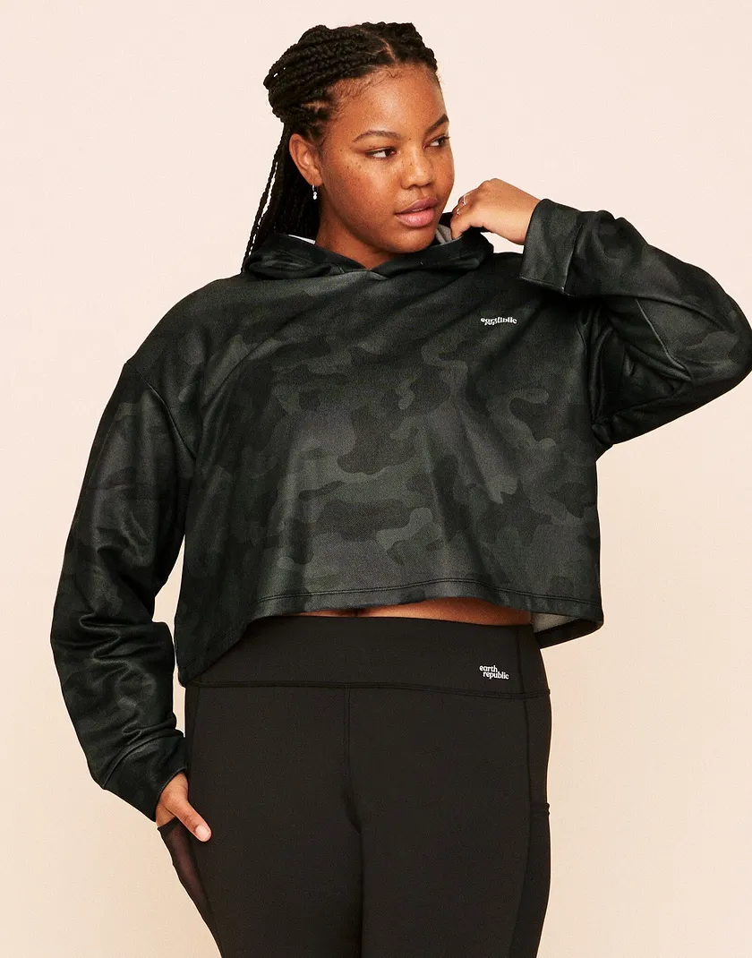 Myah Escape Luxe Hoodie Novelty Green Plus activewear bundle Model 2