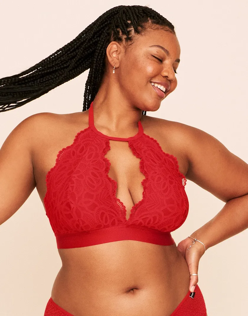 Rylan Halter Bralette Dark Red Plus Lined bra bundle Model 2