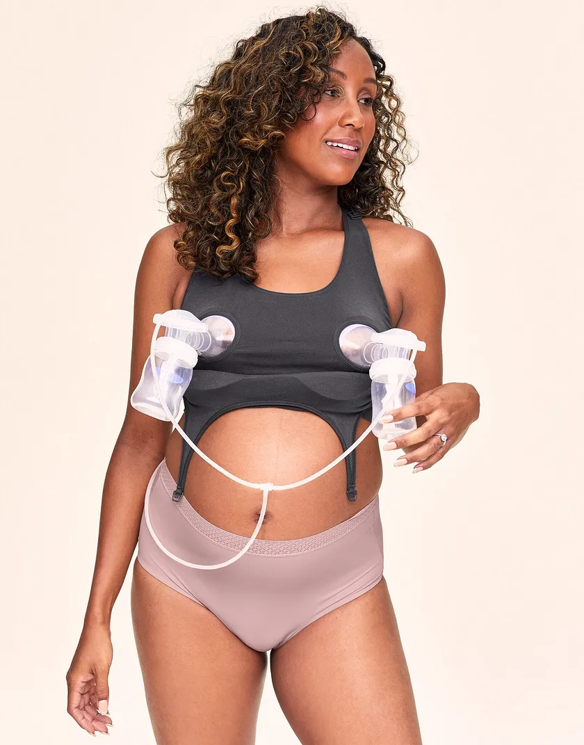 Maternity Nursing/Pump Bra Dark Gray bra bundle Model 6