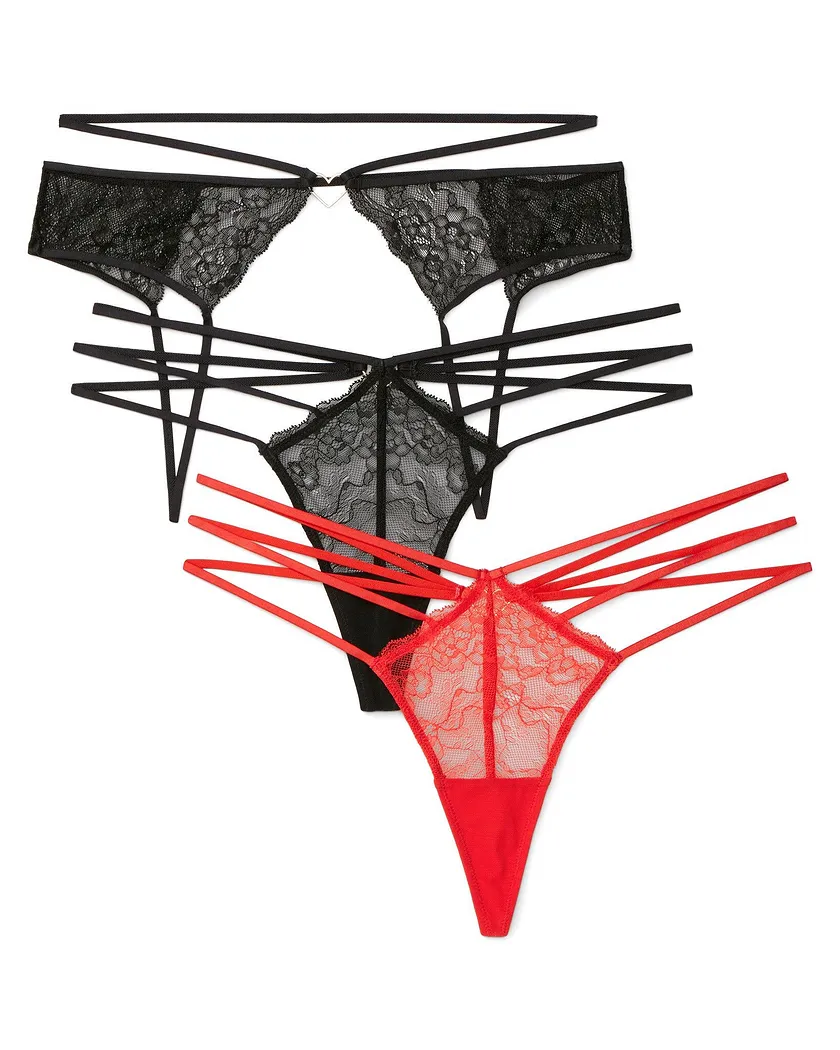 3-Pack Super Sexy Thong Black Plus panty pack Still 2